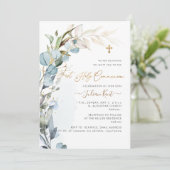 PixDezines H2ほこりっぽいブルーガムの葉コミューン 招待状 (スタンド正面)