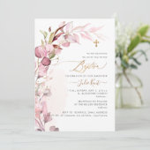 PixDezines H2ほこりっぽい赤面ガムビーズバプテスマ 招待状 (スタンド正面)