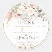 PixDezines H2ほこりっぽい赤面クリームバラありがとう ラウンドシール (正面)