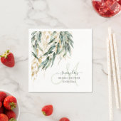 PixDezines H2ウィロー素朴ユーカリプトゥスモノグラム スタンダードカクテルナプキン (インサイチュ)