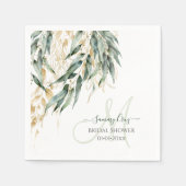 PixDezines H2ウィロー素朴ユーカリプトゥスモノグラム スタンダードカクテルナプキン (正面)