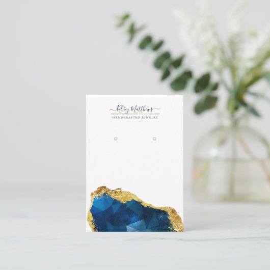 PixDezines H2クォーツクリスタルサファイアブルー金ゴールド部 名刺 (スタンド正面)