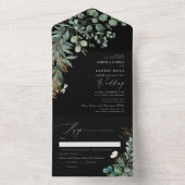 PixDezines H2グリーン素朴金ゴールドガムユーカリ オールインワン招待状 (内側)