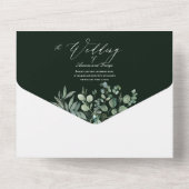 PixDezines H2グリーン素朴金ゴールドガムユーカリ オールインワン招待状 (裏面)