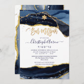 PixDezines H2ゲート、ミッドナイトブルー金ゴールド 招待状 (正面/裏面)