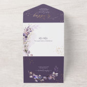 PixDezines H2ダスティパープル素朴ユーカリ金ゴールド オールインワン招待状 (外側)