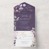 PixDezines H2ダスティパープル素朴ユーカリ金ゴールド オールインワン招待状 (内側)