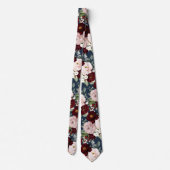 PixDezines H2ダスティピンク赤面バーガンディフラワーズネ ネクタイ (裏面)