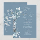 PixDezines H2ダスティブルーユーカリブライダルシャワー 招待状 (正面/裏面)