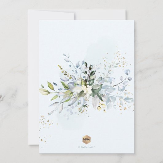 PixDezines H2ダスティブルーユーカリプタスバプテスマ 招待状 (裏面)