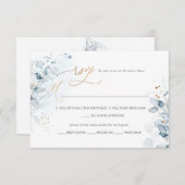 PixDezines H2ダスティブルーユーカリプタスRSVP w Meal 出欠カード (正面/裏面)