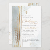 PixDezines H2ダスティーブルー《キリスト教》洗礼式や命名式招待状 招待状 (正面/裏面)