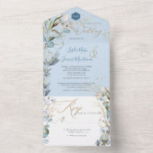 PixDezines H2ダスティー素朴ブルーユーカリ金ゴールド オールインワン招待状 (内側)