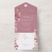 PixDezines H2ダスティ素朴バラユーカリ金ゴールド オールインワン招待状 (内側)