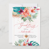 PixDezines H2トロピカルパラダイスルアウ（ハワイ式宴会）卒業イン 招待状 (正面)