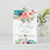 PixDezines H2トロピカルパラダイスルアウ(ハワイ式宴会)卒業イン 招待状 (スタンド正面)