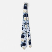 PixDezines H2ネイビー+ダスティブルーバラ ネクタイ (正面)