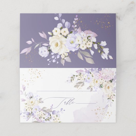 PixDezines H2パープルアジサイのクリームバラ プレイスカード (外部開封)