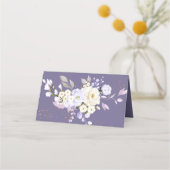 PixDezines H2パープルアジサイのクリームバラ プレイスカード (裏面)