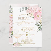 PixDezines H2ピンクアジサイバラブライダルシャワー 招待状 (正面/裏面)