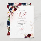 PixDezines H2ブルゴーニュ赤面フローラブライダルシャワー セーブザデート (正面/裏面)