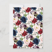 PixDezines H2ブルゴーニュ赤面フローラブライダルシャワー セーブザデート (裏面)