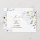 PixDezines H2ブルーアジサイのクリームバラ詳細 招待状 (正面/裏面)