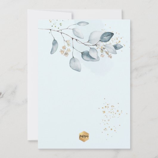 PixDezines H2ブルーガムユーカリプタス《キリスト教》洗礼式や命名式 招待状 (裏面)