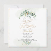 PixDezines H2ユーカリプタスバプティスマスファースト誕生日 招待状 (正面)