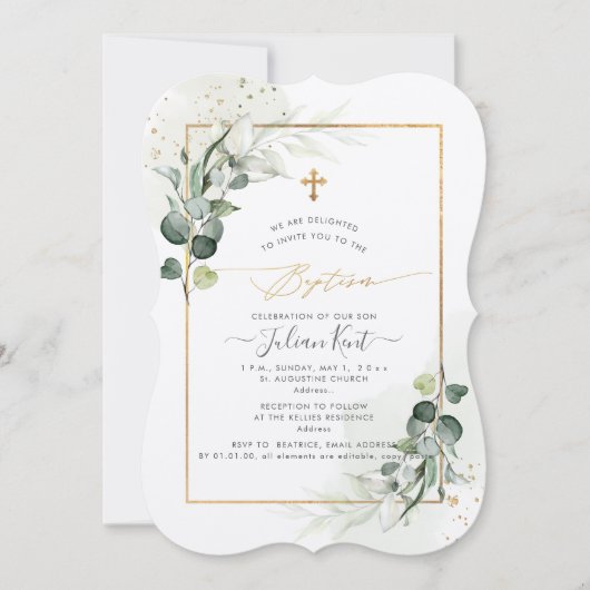 PixDezines H2ユーカリプタス洗礼 招待状 (正面)