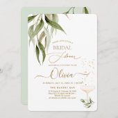 PixDezines H2ユーカリプトゥスグリーンリーブライダルシャワー 招待状 (正面/裏面)