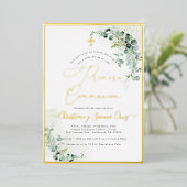 PixDezines H2ユーカリプリメラコミュ素朴ニオン 箔招待状 (立ち正面)