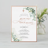 PixDezines H2ユーカリプレミエール素朴コミュニオン 箔招待状 (立ち正面)