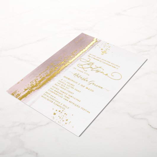 PixDezines H2埃っぽいバラバティスモ実在ゴールドフォイル 箔招待状 (回転した状態)
