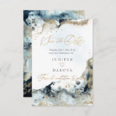 PixDezines H2抽象芸術海金ゴールドSeifoam  招待状 (正面/裏面)