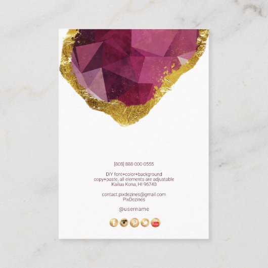 PixDezines H2水晶ガーネット赤ビジネスC 名刺 (裏面)