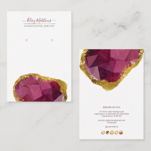 PixDezines H2水晶ガーネット赤ビジネスC 名刺 (正面/裏面)