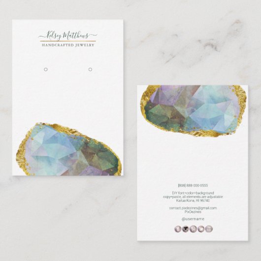 PixDezines H2水晶青紫グラデーション 名刺 (正面/裏面)