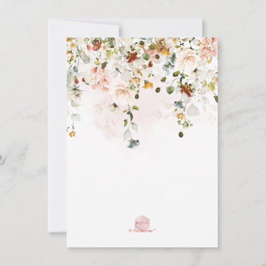 PixDezines H2秋ガーデンフラワーズブライダルシャワー セーブザデート (裏面)