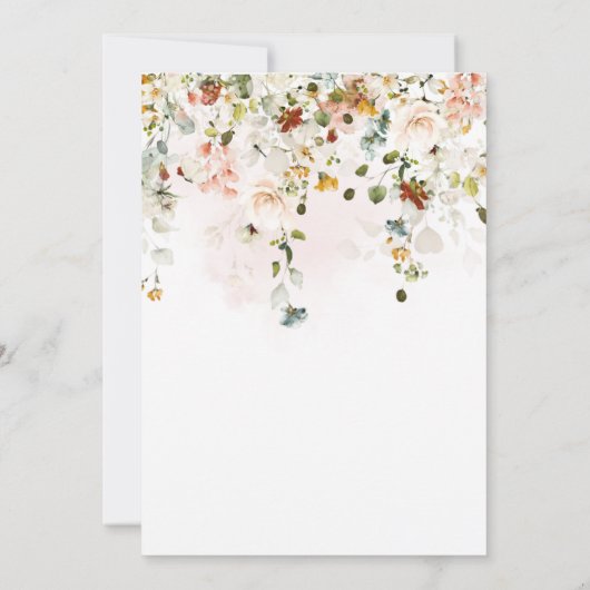 PixDezines H2秋ガーデンフラワーズボホ結婚ーズ 招待状 (裏面)