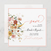 PixDezines H2秋ガーデン花の日付を保存 セーブザデート (正面/裏面)