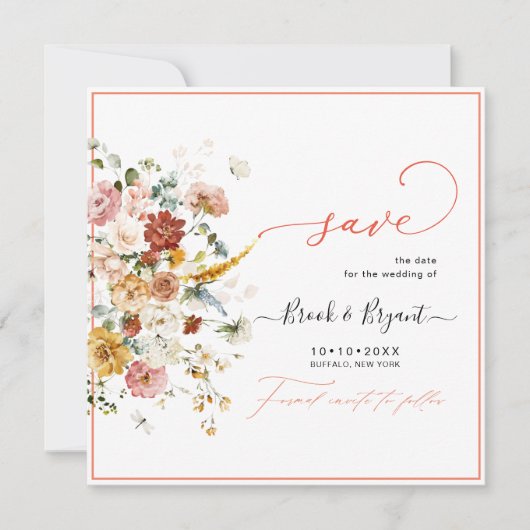 PixDezines H2秋ガーデン花の日付を保存 セーブザデート (正面)