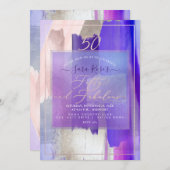 PixDezines H2紫色の見本50誕生日 招待状 (正面/裏面)