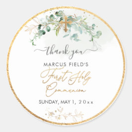 PixDezines H2緑のユーカリ聖餐会 ラウンドシール