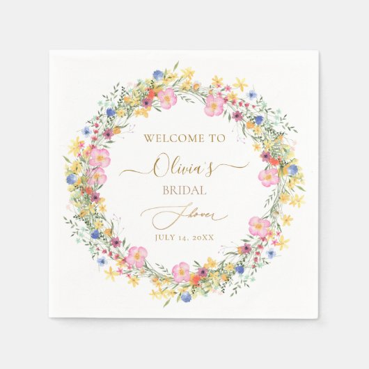 PixDezines H2繊細な野生の花ブライダルシャワー スタンダードカクテルナプキン (正面)