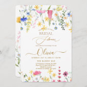 PixDezines H2繊細な野生の花ブライダルシャワー 招待状 (正面/裏面)