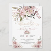 PixDezines H2花ほこりっぽいバラアジサイ 招待状 (正面)