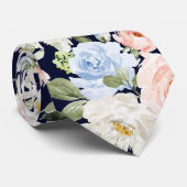 PixDezines H2赤面ネイビー+ダスティブルーバラ ネクタイ (ロール)