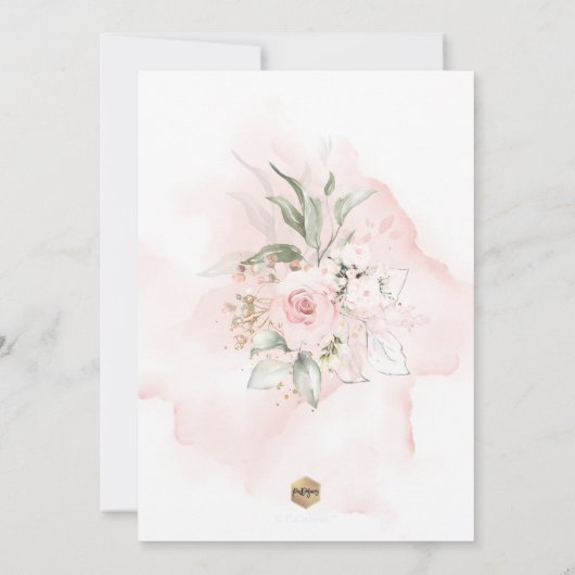 PixDezines H2赤面バラアジサイブライダルシャワー 招待状 (裏面)