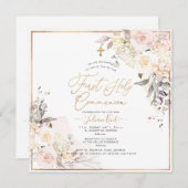 PixDezines H2赤面バラ第一聖餐会 招待状 (正面/裏面)